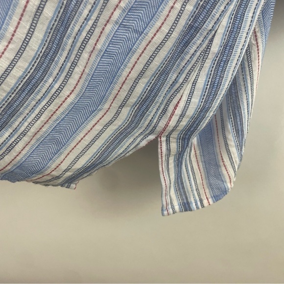 Catherines Boxy Tunic Top Blue Striped V-Neck Roll Tab Sleeves Flowy & Beachy 4X - Picture 8 of 13